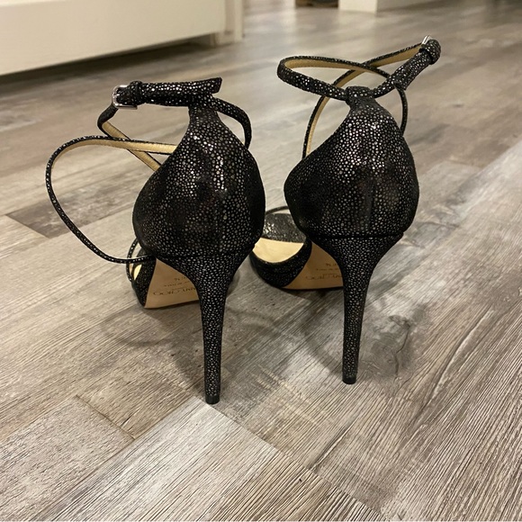 JIMMY CHOO Harper Anthracite Black Spotted Suede Sandal 36.5 - Picture 4 of 11